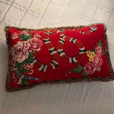 velvet cushion with snake embroidery 1 250 through gucci|Gucci Oblong Velvet Snake Cushion .